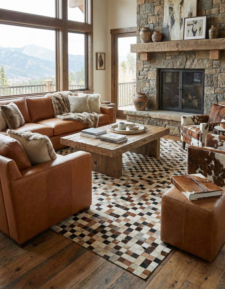 Detail image of  8' x 9' 11 Cowhide - Patchwork Rug