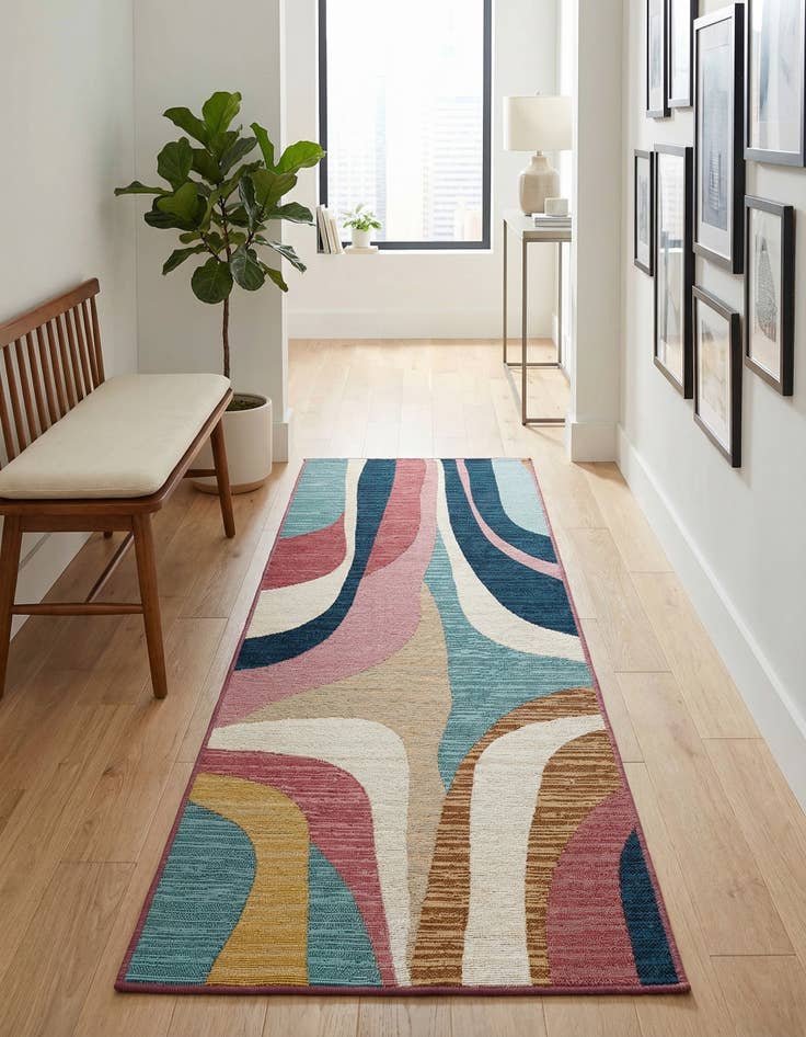 Detail image of  2' x 6'  Washable Modern Indoor / Outdoor Runner Rug