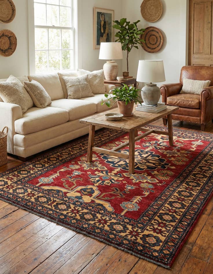 Detail image of  4' 3 x 5' 8  Hand Knotted Kazak Wool Rug