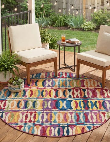 5' 3 x 5' 3 Easy-Clean Modern Indoor / Outdoor Round Rug