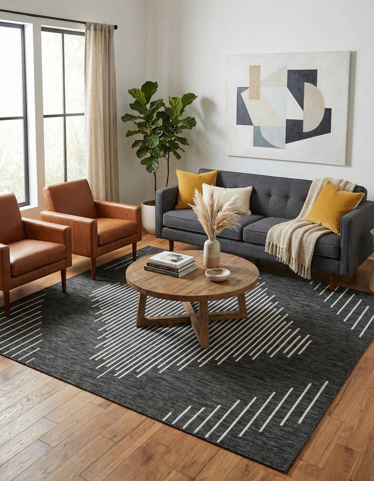 Detail image of 7' x 7'  Washable Modern Indoor / Outdoor Square Rug