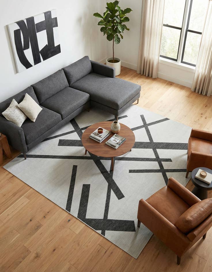 Detail image of  12' x 12'  Washable Modern Indoor / Outdoor Square Rug