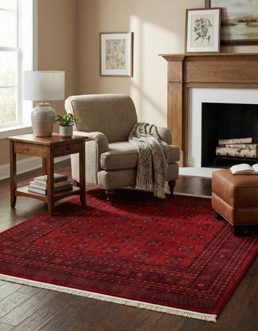 Red Bokhara Square Rug