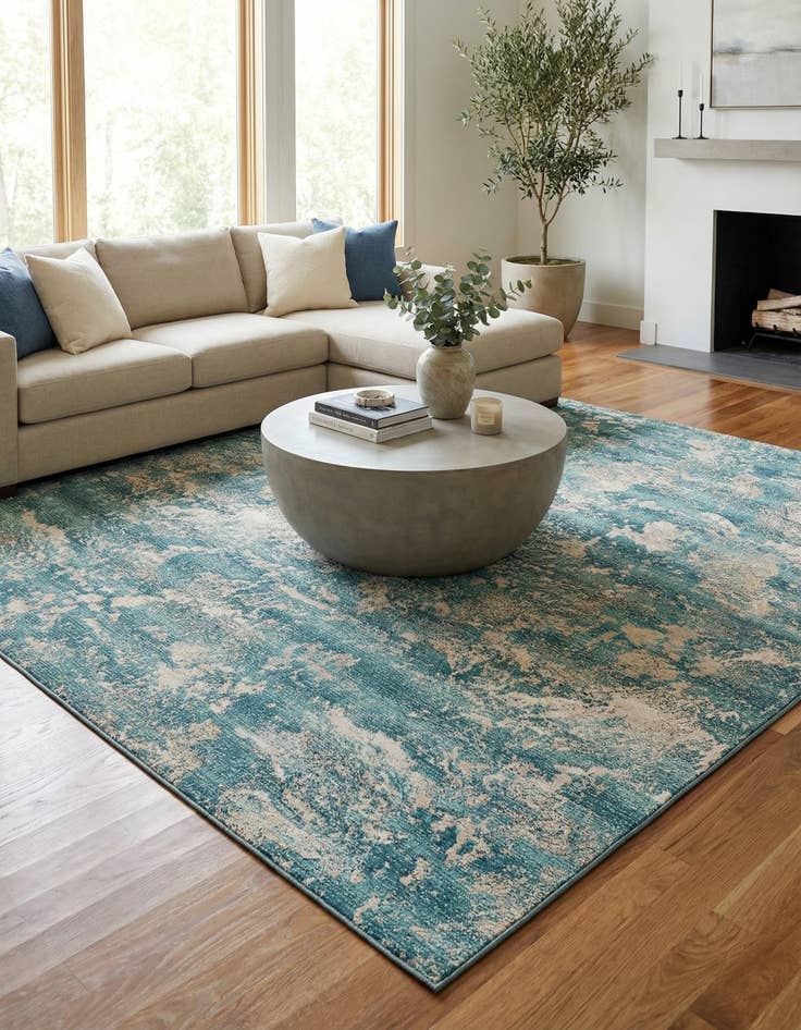 Detail image of 10' x 10' Easy-Clean Modern Indoor / Outdoor Square Rug