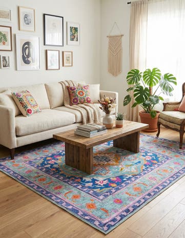 7' 6 x 7' 6 Washable Timeless Square Rug