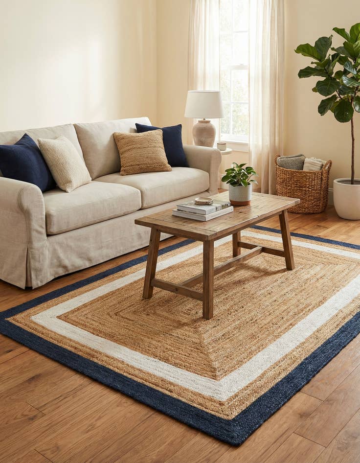 Detail image of 5' 1 x 8'  Hand Braided Jute Rug