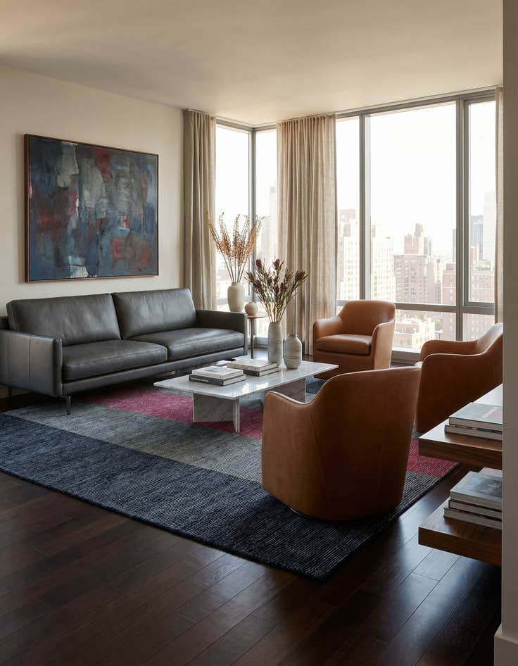 Detail image of 6' 1 x 8' 3  Hand Knotted Modern Farona Wool Rug