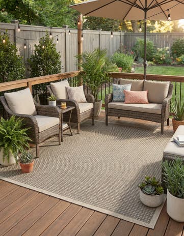 7' 10 x 7' 10 Easy-Clean Border Indoor / Outdoor Square Rug