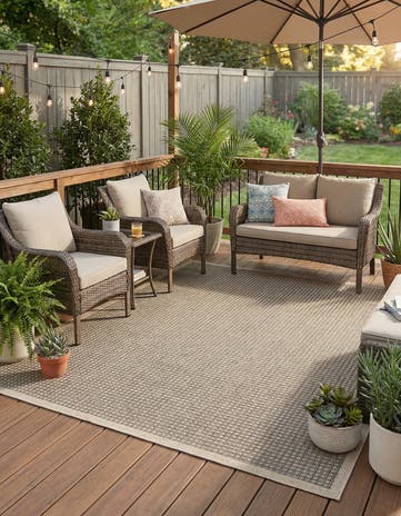 7' 10 x 7' 10 Easy-Clean Border Indoor / Outdoor Square Rug