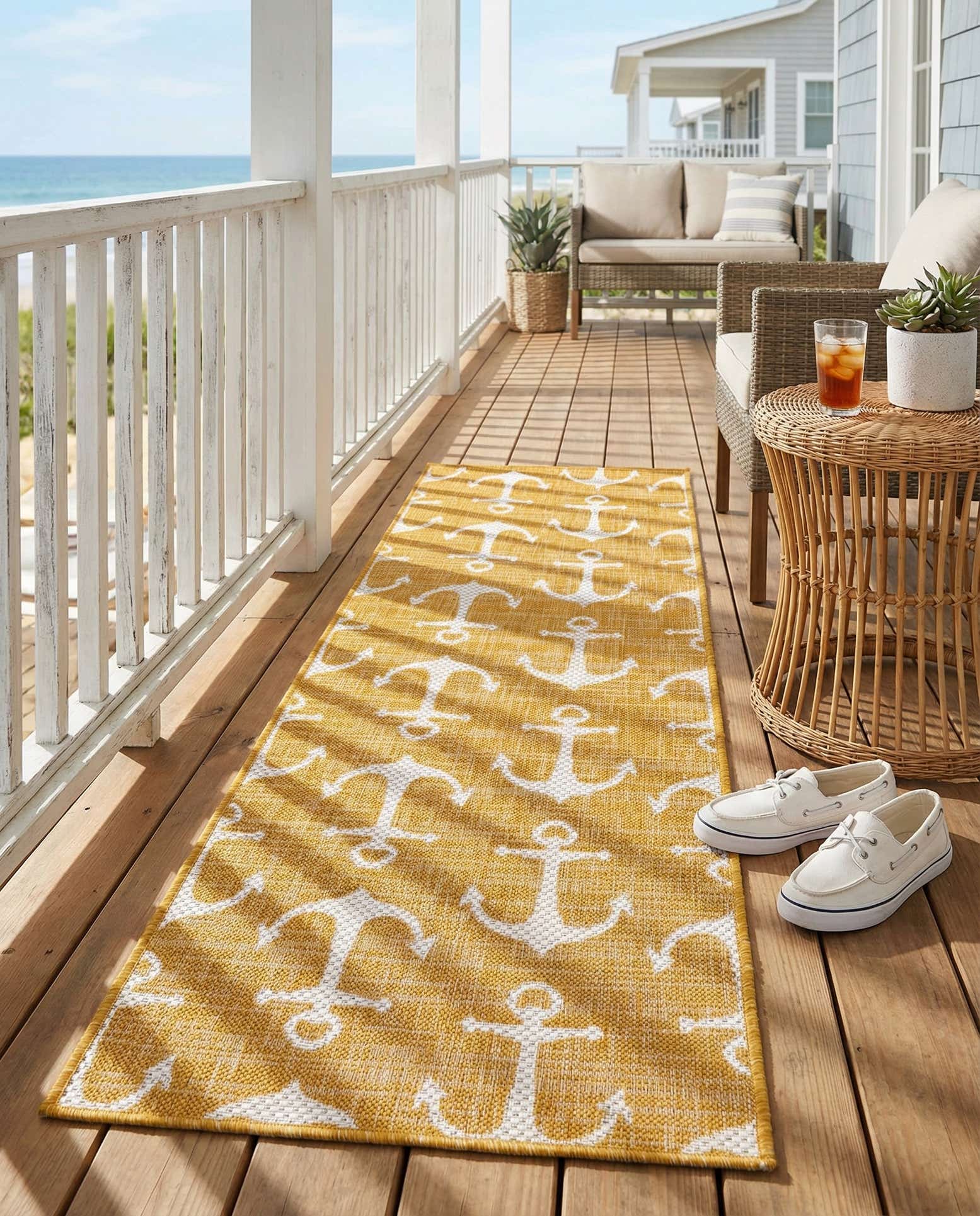 2' x 6' Easy-Clean Coastal Indoor / Outdoor Runner Rug