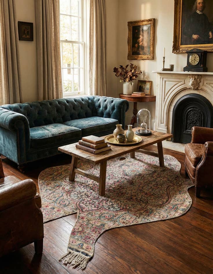 Detail image of  4' 7 x 6'  Hand Knotted Ultra Vintage Persian Wool Rug