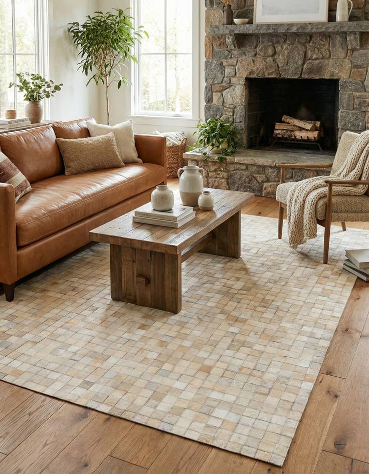 Detail image of 4' 1 x 5' 8 Cowhide Stocks Rug