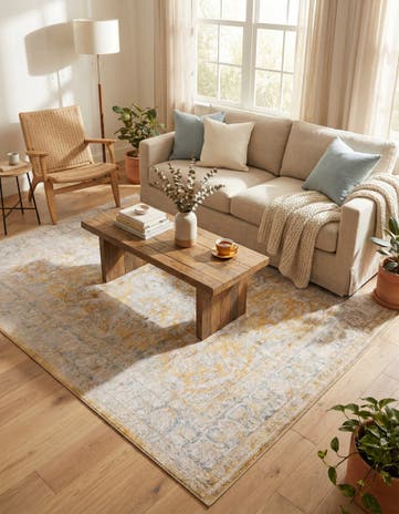 Yellow Washable Timeless Rug