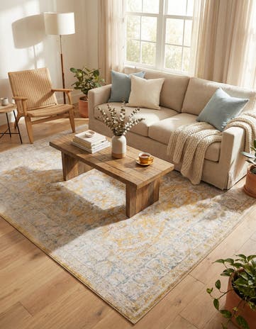 Yellow Washable Timeless Rug