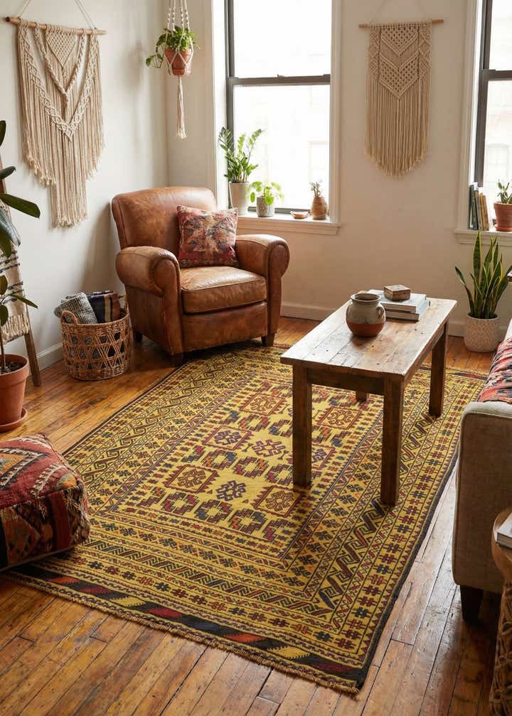 3' 10 x 6' Hand Woven Kilim Afghan Wool Rug