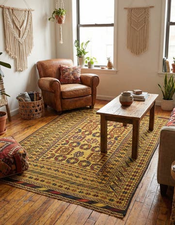 3' 10 x 6' Hand Woven Kilim Afghan Wool Rug