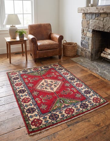3' 5 x 5' Hand Knotted Kazak Rug