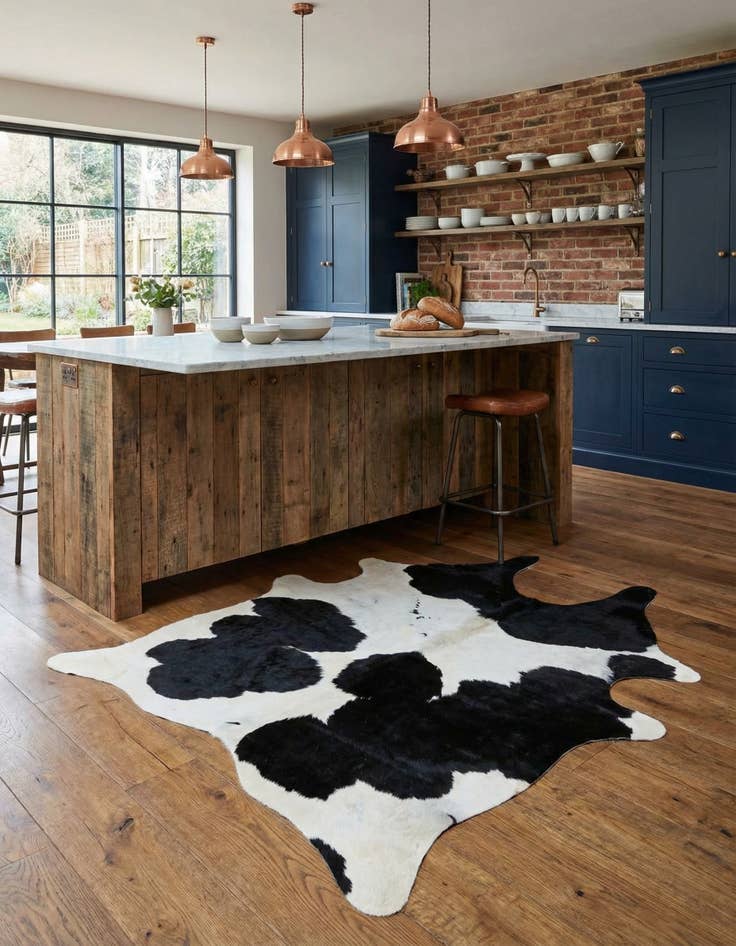 Detail image of 5' 6 x 6' 1 Cowhide Leather Rug