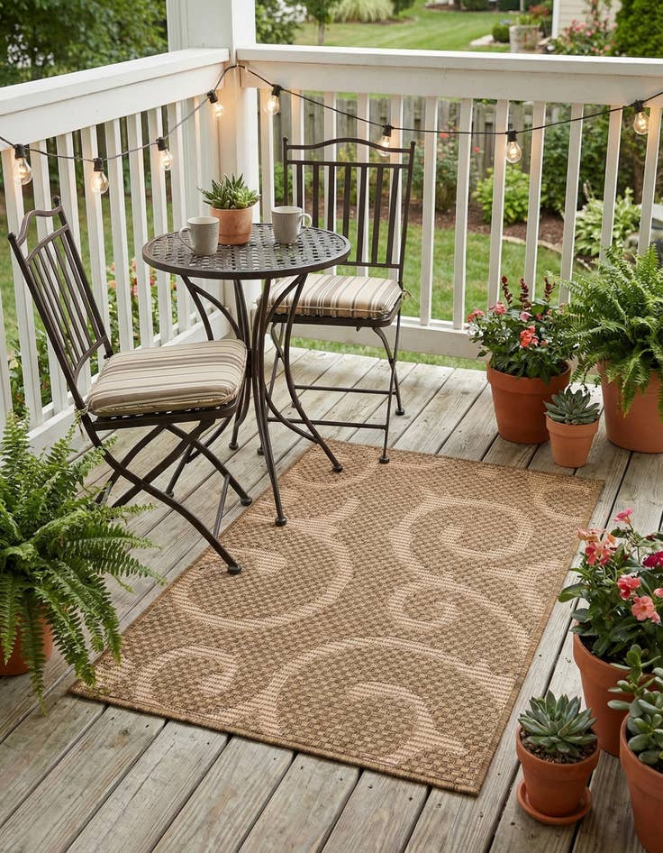 Detail image of 2' x 3'  Washable Botanical Indoor / Outdoor Rug