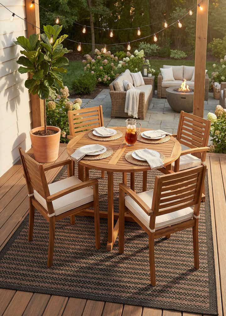 6' x 9' Easy-Clean Border Indoor / Outdoor Rug