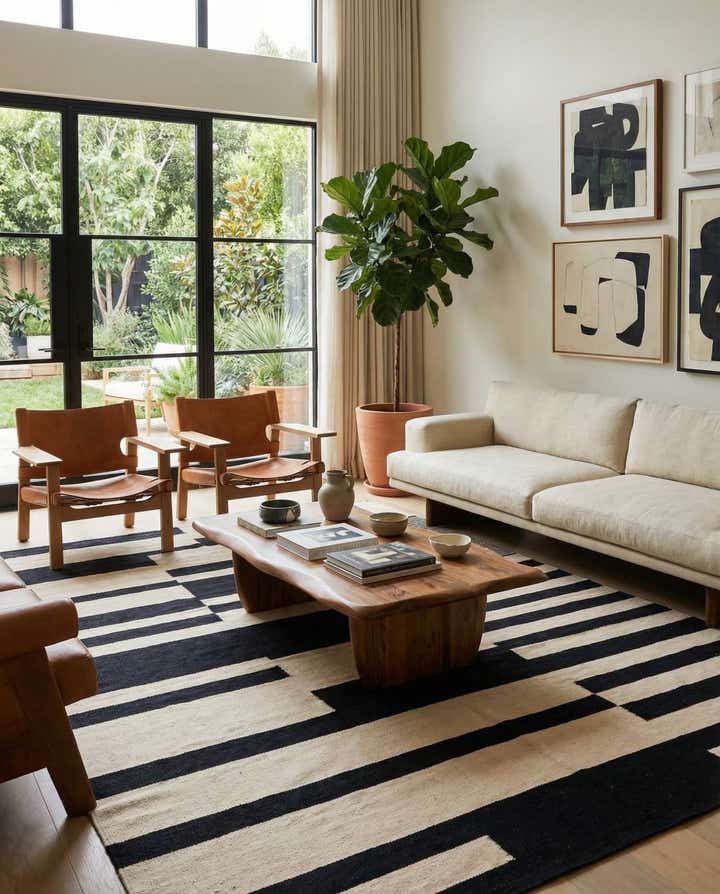 6' 6 x 9' 9 Hand Woven Kilim Modern Wool Rug