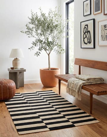 3' 4 x 4' 10 Hand Woven Kilim Modern Wool Rug