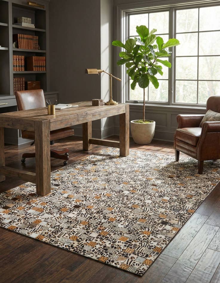 Detail image of 5' x 7' 10 Cowhide Leather Rug