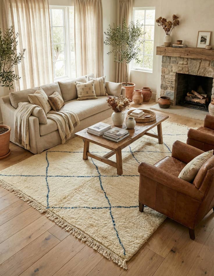 Detail image of 6' 6 x 10' 2  Hand Knotted Moroccan Wool Rug