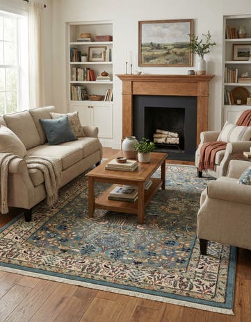 Blue Nain Design Rug