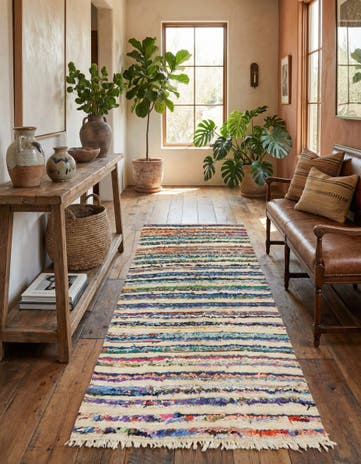 4' 5 x 7' 8 Hand Knotted Moroccan Wool Runner Rug