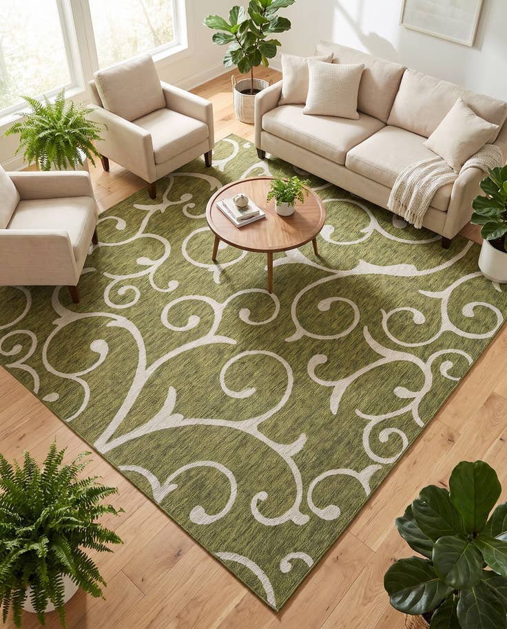 Detail image of 10' 8 x 10' 8 Easy-Clean Botanical Indoor / Outdoor Square Rug