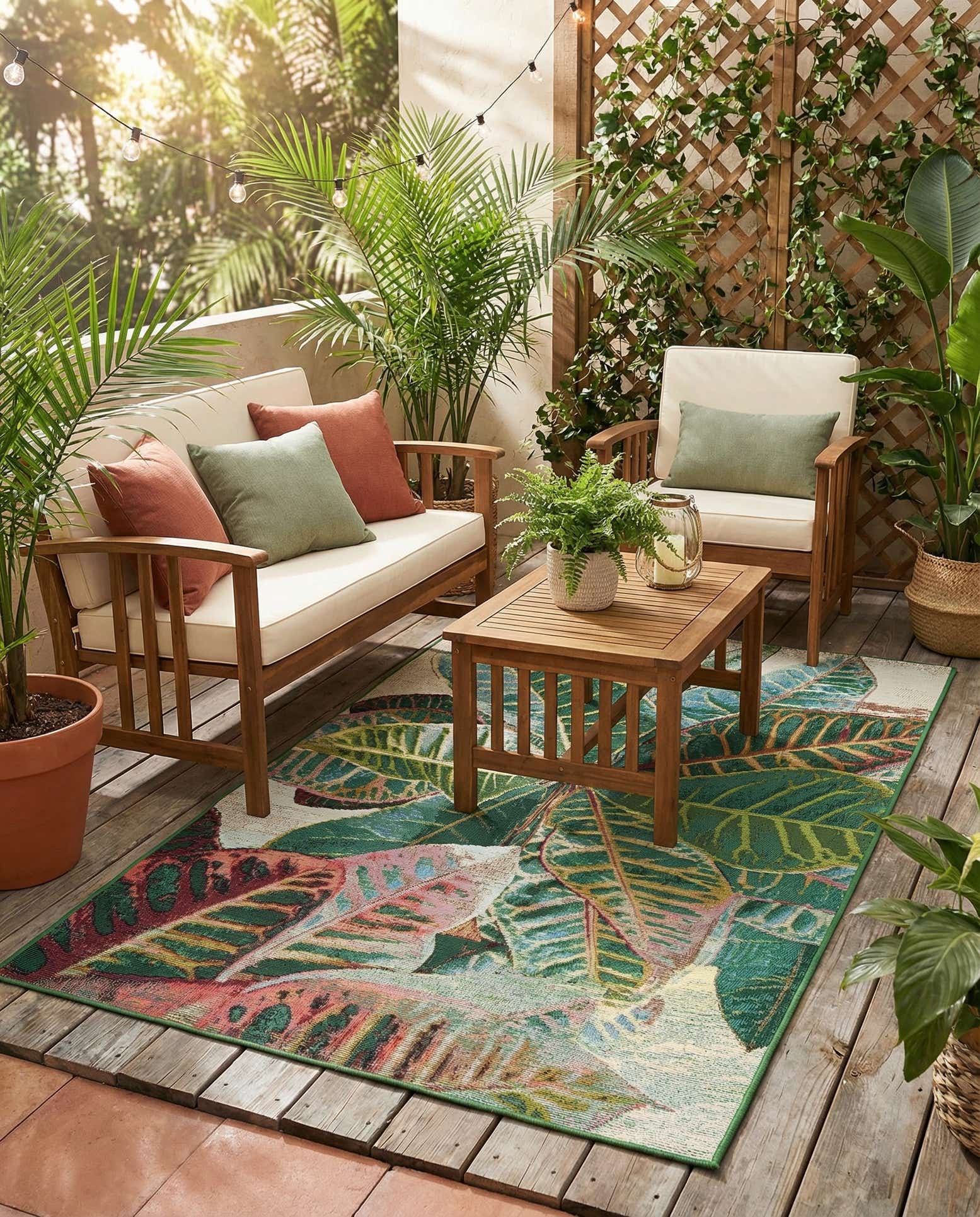 3' 3 x 5' 3 Easy-Clean Botanical Indoor / Outdoor Rug