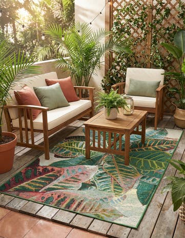 3' 3 x 5' 3 Easy-Clean Botanical Indoor / Outdoor Rug