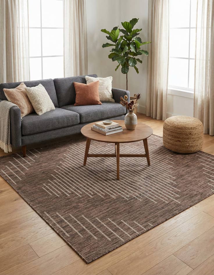 Detail image of 5' 3 x 5' 3  Washable Modern Indoor / Outdoor Square Rug