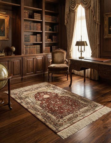 2' 5 x 3' 7 Hand Knotted Ghom Persian Rug