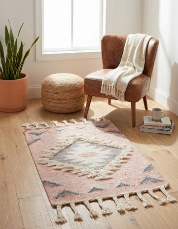 Pink Hand Woven Arizona Wool Rug