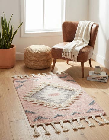 Pink Hand Woven Arizona Wool Rug