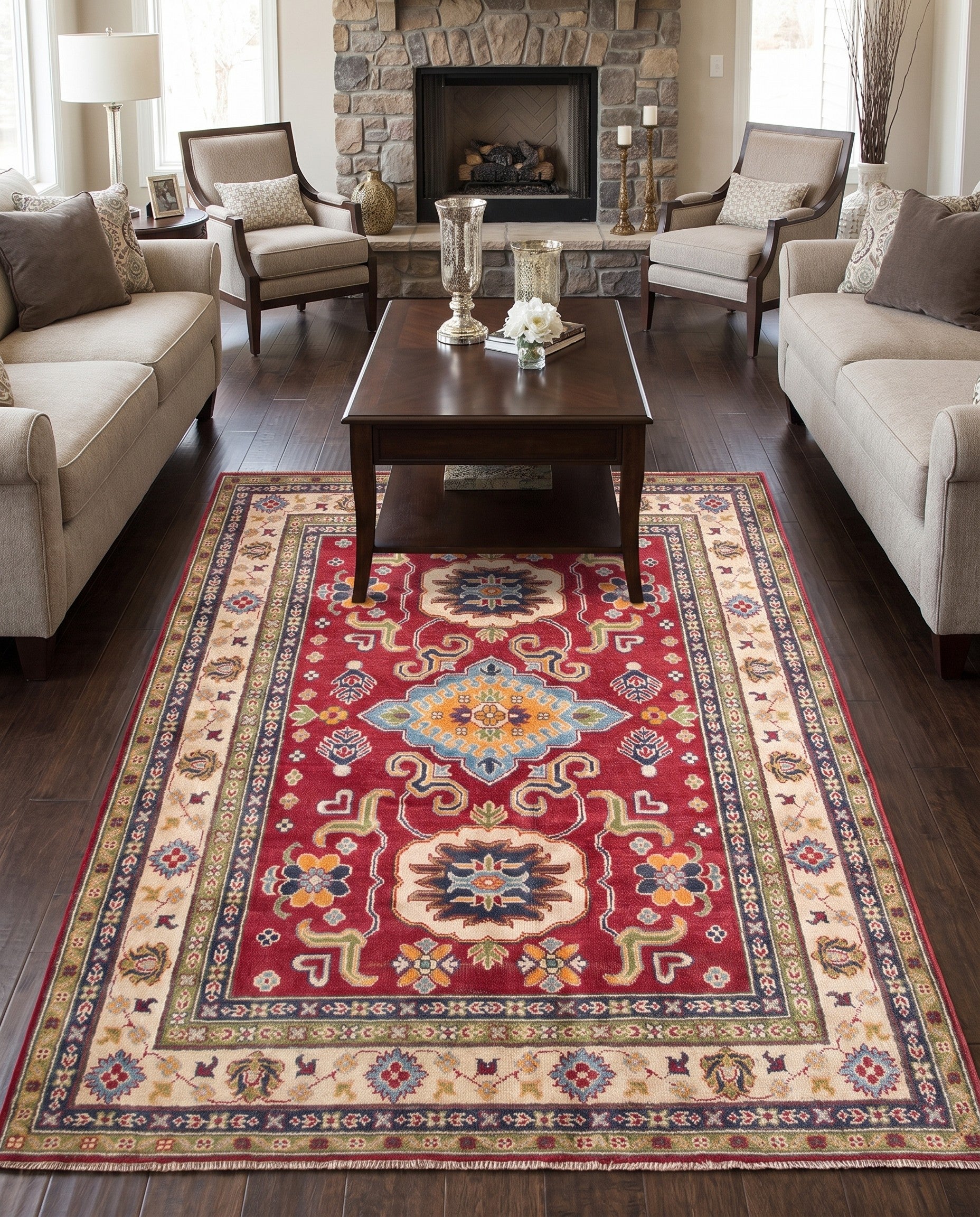 5' 1 x 6' 9 Hand Knotted Kazak Rug