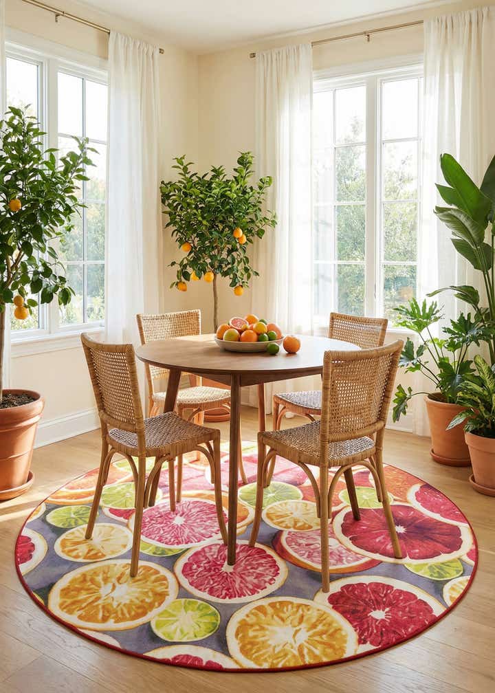7' 10 x 7' 10 Easy-Clean Jill Zarin Caribbean Indoor / Outdoor Round Rug