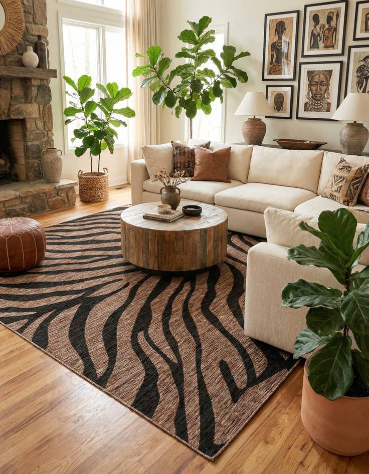 Detail image of 10' x 10'  Washable Safari Indoor / Outdoor Square Rug