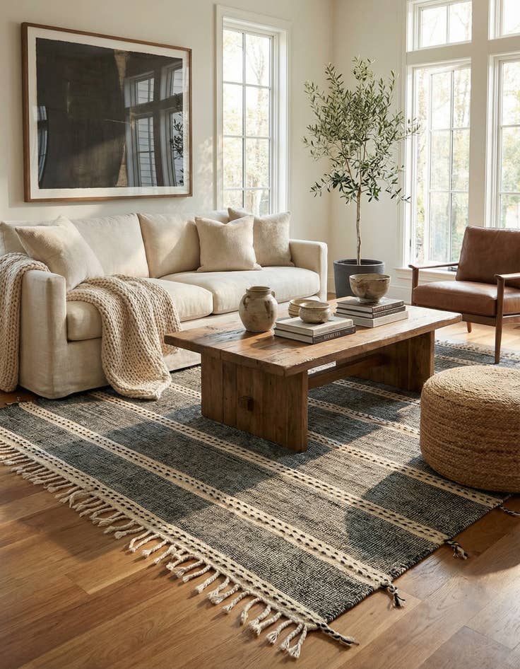 Detail image of 6' 6 x 9' 5 Hand Knotted Moroccan Wool Rug