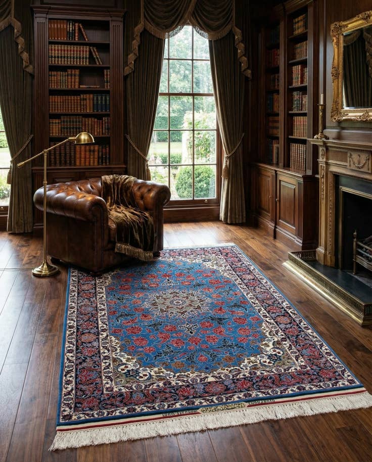 Detail image of 3' 9 x 5' 9 Hand Knotted Isfahan Persian Rug