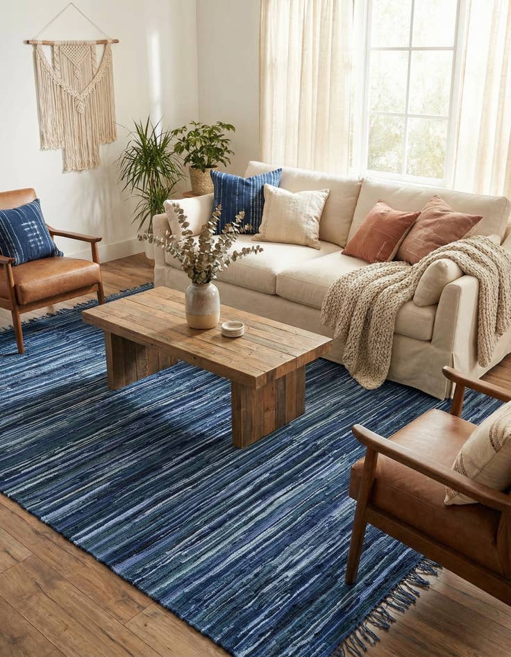 Detail image of 9' x 12'  Hand Woven Chindi Cotton Rug