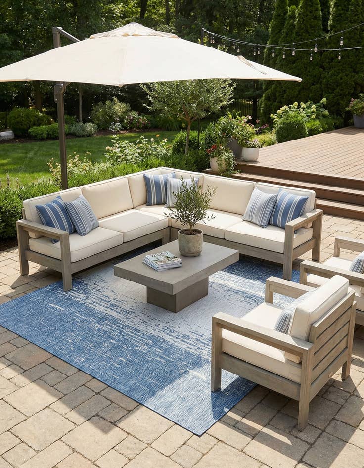 Detail image of 10' 8 x 10' 8 Easy-Clean Modern Indoor / Outdoor Square Rug