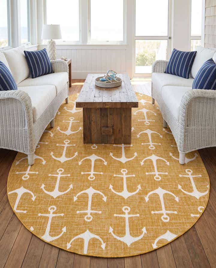 7' 10 x 10' Easy-Clean Coastal Indoor / Outdoor Oval Rug