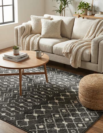Dark Gray Moroccan Trellis Rug