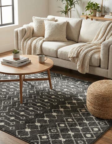 Dark Gray Moroccan Trellis Rug