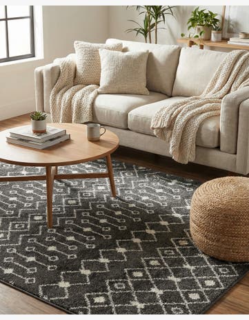 Dark Gray Moroccan Trellis Rug
