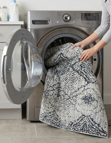 Black and White Kamala Washable Square Rug