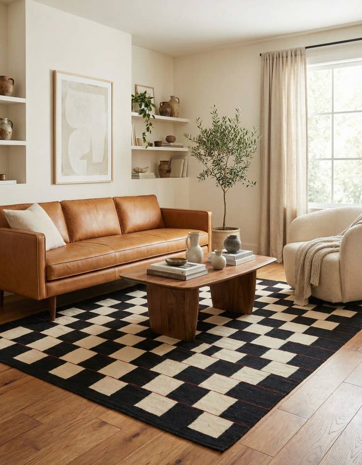 Detail image of 5' x 6' 9  Hand Woven Kilim Modern Wool Rug